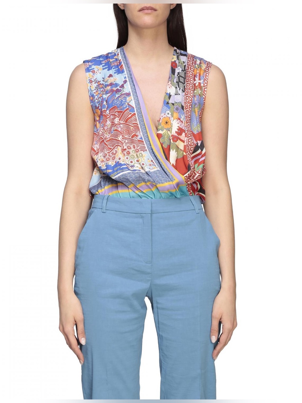 Pinko Inez Japanese Print Bodysuit IT40 US4 NWOT